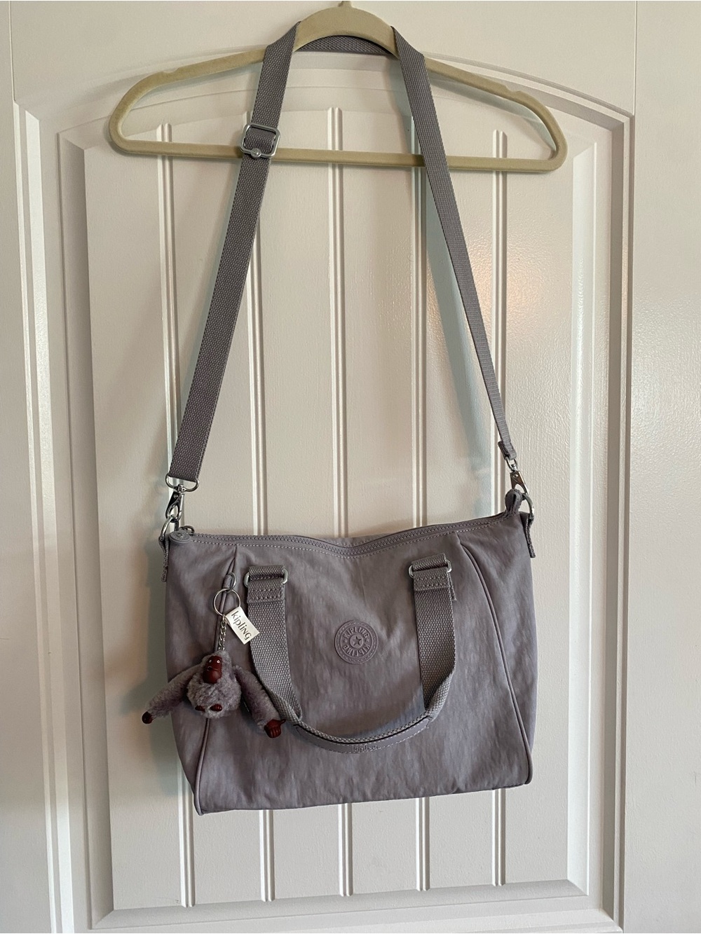 Kipling Amiel Gray Shoulder Bag with Charm